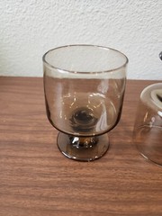 2 Tawny Accent by LIBBEY GLASS COMPANY Footed Brandy Snifters Smoke 4.25″
