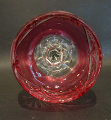 Nachtmann Wine Goblet Cranberry Pink Cut to Clear Crystal 7 3/4″ tall