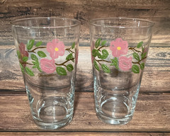 Franciscan England DESERT ROSE Brown Stem 16 oz Tumbler Glasses 6 1/4 Set of 2