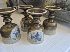 VTG MCM Otagiri Stoneware Cups Grape Leaf & Vine Wine Chalice Goblets