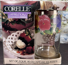 Corelle Impressions Summer Blush Set of Four 16 oz Tumbler Glasses New in Box