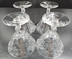 4 Cambridge Roselyn Low Sherbet Set Vintage Clear Floral Etch Drink Stemware Lot