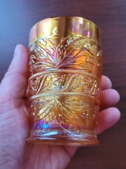 Super Pretty Marigold Fenton Carnival Glass Lily of the Valley Pattern Tumbler