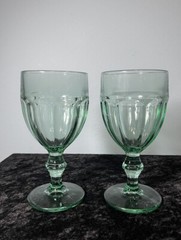 Libbey Duratuff Gibraltar Spanish Green Ice Tea Water Glass Goblet Set Of 2