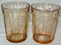 2 Anchor Hocking COLONIAL KNIFE & FORK DARK PINK *4″ – 9 OZ WATER TUMBLERS*