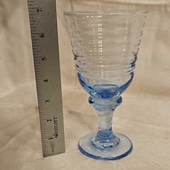 Two-Piece VTG Libbey Sirrus Misty Blue Ribbed Glass Goblets 7″ Tall