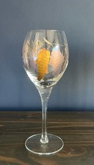 Romanian Hand Etched/Painted Wine Glasses Set/6 Vtg Grape Vine Gold Accents NWT!