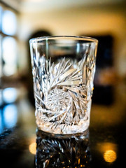 Vintage Deep Cut Glass Crystal Whiskey Glass/Tumbler Pinwheel 4”