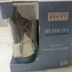 David Carter Brown By The Sea Highball Glass Set Nautical Lighthouse Four-Piece