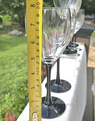 6 Luminarc Festival Wine Glasses Black Stem & Foot 10 Oz Vintage 1980s France
