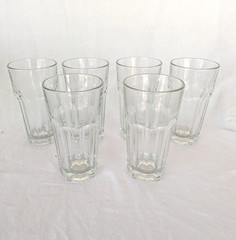 Set of 6 Libbey Duratuff Paneled Heavy Glass Tumbler Made in USA 5 7/8″ tall