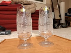 Set of 2 Zajecar 24% Lead Crystal Yugoslavia 6&3/4” Wine Glasses