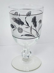 Set 4 Libbey Silver 2 Wheat Leaf & 2 Foliage Glasses Goblets Frosted Vintage
