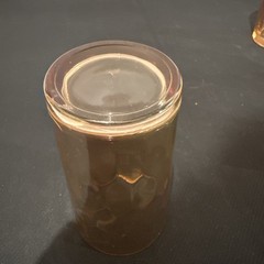 Vintage Marigold Iridescent Drinking Glasses Tumblers Ribbed on Inside Set of 4