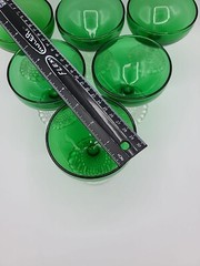 6 Vtg Anchor Hocking Bubble Foot Boopie Green Champagne/Tall Sherbet Glasses