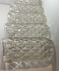 5 Rare Vintage Fostoria York Highball Glasses Heavy Barware Clear 12 Oz Textured