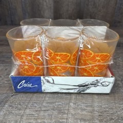 Set of 6 Vintage Libbey Crisa Drinking Glasses Tumblers OJ Farmhouse Country NOS