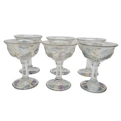 Westmoreland Della Robbia Flashed Champagne Sherbert 6 Glasses 4 3/4″TX3 5/8″D