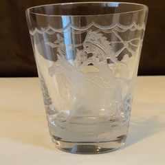 Rare Heisey 2401 Oakwood 8 Oz Tumbler No. 476 Circus Western Scene Etch
