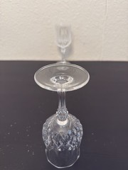 Vintage Cut Crystal Wine Goblets Set of 2 Diamond Pattern Knopped Stem