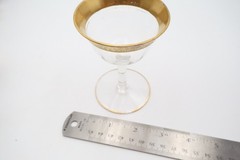 Vintage Lead Crystal Cordial Glass 4” Gold Etched Floral Band Elegant Barware
