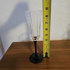 Vintage Luminarc France Octime Champagne Flute Glass Black Stem Clear Bowl