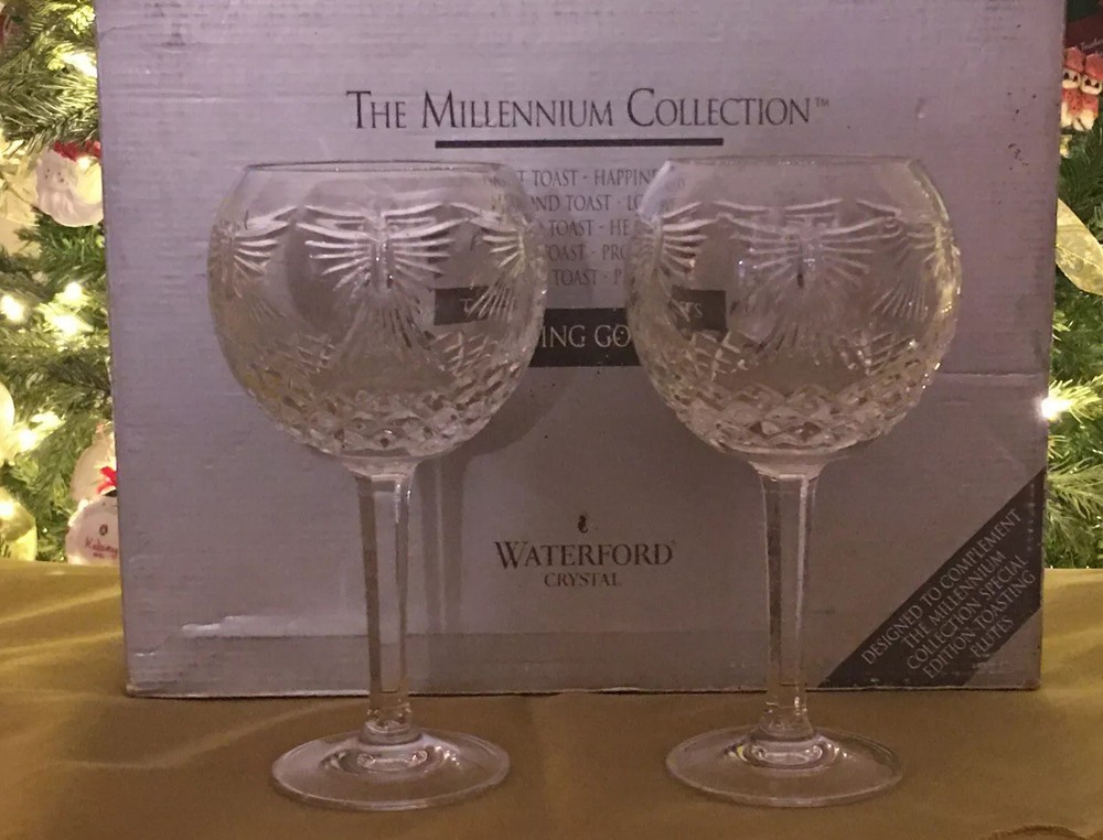 WATERFORD RETIRED MILLENNIUM MILLENIUM GOBLETS PEACE, RARE, SIGNED BY ARTIST MIB