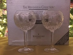 WATERFORD RETIRED MILLENNIUM MILLENIUM GOBLETS PEACE, RARE, SIGNED BY ARTIST MIB