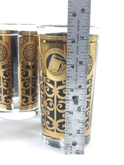 4 MCM Libbey Prudential Rock Of Gibralter 24K Gold & Black Highball Glasses 12oz