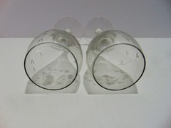 4 Princess House Heritage Champagne Tulip Crystal Glasses Etched Flower 1974-