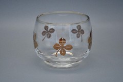 Set of 4 Vintage Gold Floral / Clover Motif Small Tumblers 2.5″ Mid Century