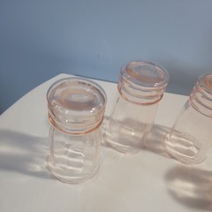 Pink Depression Glass, 10 oz Juice Glasses, Set of 4, Approximately 4 1/2” Tall