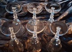 Set of 6 Etched Crystal Wine Glasses Floral Leaf