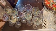 11~ Vintage Champagne Wine Glass Iridescent Optic Glasses Color Changing