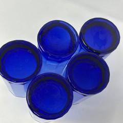 Set of 5 Anchor Hocking Essex Cobalt Blue 16 oz Glasses 10-Panel Tall Tumbler