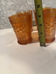 Set Of 4 Pretty Marigold Northwood Carnival Glass Raspberry Tumbler