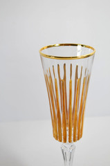 CC ZECCHIN Italian Murano Glass Gold Gilt Champagne Flutes Set Of 2
