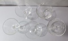 5 Crystal glasses etched bamboo leaves wine Champagne glasses multi side stem