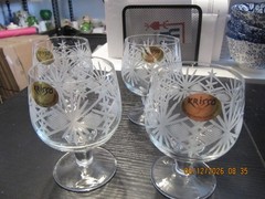 Set of 4 Vintage Crystal Hand Cut Cordial Glasses made in Russia by KRISSO