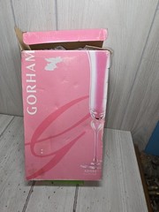GORHAM Amore Collection TOASTING FLUTES Hearts Set of 2 Germany Wedding Ann