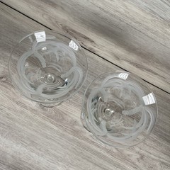 Rolf Glass Palm Trees Etched 10oz Martini Cocktail Glasses Set of 2