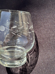 Pioneer Clear Glass Japan Gray Cut Willow Moon 3″ Seamless Brandy Snifter 4.2oz