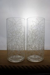2 TEAVANA Clear Frosted Floral Design 14 oz Cold Beverage Tall Cooler Tumblers