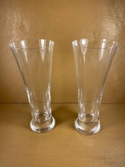 Set Of 2 Luigi Bromidi 15.25 Oz Lead Free Blown Crystal Beer Glasses