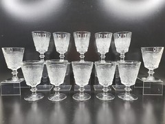 12 Duncan Miller Sandwich Clear 8 Oz Water Goblets Set Vintage Scroll Etched MCM