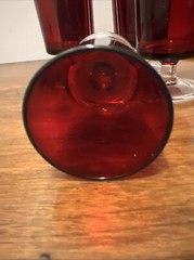 6 Vintage ARCOROC Red Small Wine Glasses Clear Stems & Bases Made in France 4 oz