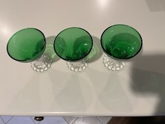 Vintage Anchor Hocking Emerald Green Sherbet /Cordial Glasses Set Of 3 retro