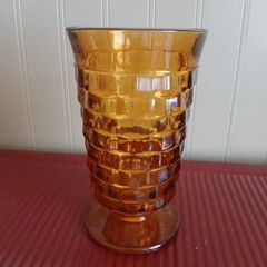 VTG. Whitehall Indiana Glass 12oz Tumbler Drk Amber Cubist