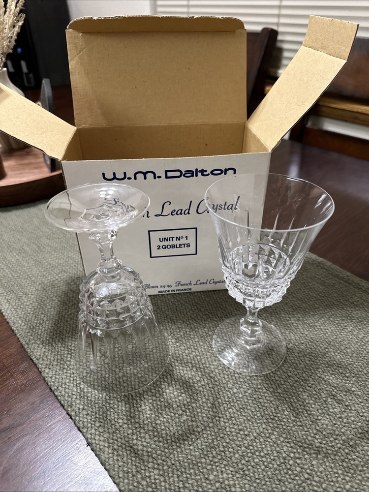 W M Dalton French Lead Crystal 2 GOBLETS -Unit No 1