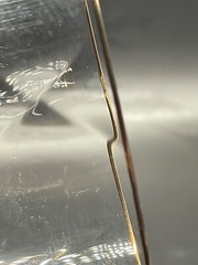 2, Clear, crystal wine glass with gold trim, swirl pattern 7 1/2″ high